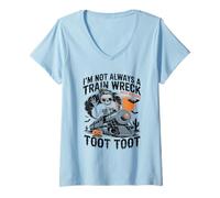 Femme I'm Not Always A Train Wreck Just Kidding Halloween Skeleton T-Shirt avec Col en V