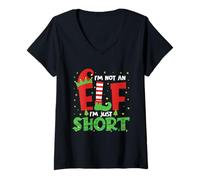 Femme I'm Not an Elf Just Short Costume de Noël Amusant pour Groupe Familial T-Shirt avec Col en V