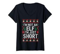 Femme Im Not an Elf Just Short de Noël Amusant T-Shirt avec Col en V