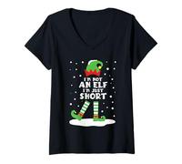 Femme I'm Not an Elf Just Short Mignon Snowy Assorti Famille Noël T-Shirt avec Col en V