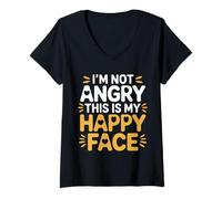 Femme I'm Not Angry This is My Happy Face Emotion Mismatch - T-Shirt avec Col en V