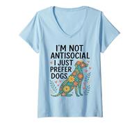 Femme I'm Not Antisocial I Just Prefer Dogs Funny Dog Love T-Shirt avec Col en V