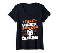 Femme I'm Not Antisocial I Rolled Low On Charisma Gamer T-Shirt avec Col en V