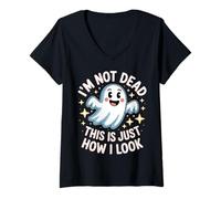 Femme I'm Not Dead This Is Just How I Look Face Expression ------- T-Shirt avec Col en V
