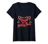 Femme I'm Not Drunk But I'm Getting There Blagues Amusantes au Bar T-Shirt avec Col en V