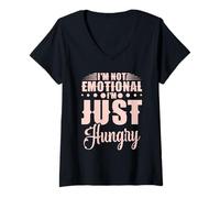 Femme I'm Not Emotional I'm Just Hungry Funny Foodie Hommes Femmes T-Shirt avec Col en V