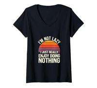 Femme I'm Not Lazy I Just Really Enjoy Doing Nothing - T-Shirt avec Col en V