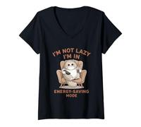 Femme I'm Not Lazy I'm in Energy Saving Mode T-Shirt avec Col en V