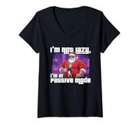 Femme I'm Not Lazy I'm in Passive Mode - Jeux vidéo pour Gamer T-Shirt avec Col en V