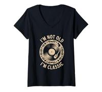 Femme I'm Not Old I'm Classic Funny Vintage Style Vinyl Music T-Shirt avec Col en V