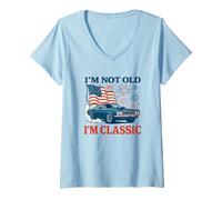Femme I'm not old I'm classic vintage car style avec intemporel T-Shirt avec Col en V