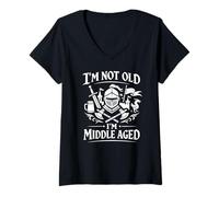Femme I'm Not Old I'm Middle Aged Funny Medieval Knight T-Shirt avec Col en V