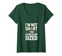 Femme I'm Not Short I'm Leprechaun Sized Irish St Patrick Day T-Shirt avec Col en V