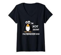 Femme Im Not Short Im Penguin Taille Funny Cute Pingouin T-Shirt avec Col en V