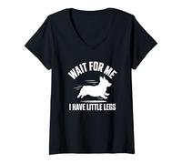 Femme I'm Not Slow Little Legs Corgi Dog Running Humour T-Shirt avec Col en V