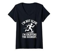 Femme I'm Not Slow Little Legs Running Humour T-Shirt avec Col en V