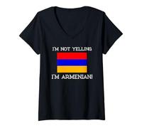 Femme I'm Not Yelling Drapeau National arménien Arménie T-Shirt avec Col en V
