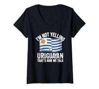 Femme I'm Not Yelling I'm Uruguayan That's How We Talk T-Shirt avec Col en V