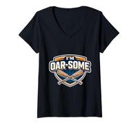 Femme I'm Oar-Some Funny Rowing Crew Team Pun Wordplay Joke Citation T-Shirt avec Col en V
