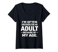Femme I'm Often Mistaken for an Adult Because Age Funny Sarcastic T-Shirt avec Col en V