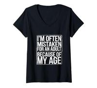 Femme I'm Often Mistaken for an Adult Because of My Age - T-Shirt avec Col en V