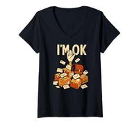 Femme I'm OK Mail Carrier Postal Worker Courier Livreur T-Shirt avec Col en V