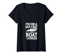 Femme I'm on A Sea-Cret Mission for Boat Blagues T-Shirt avec Col en V