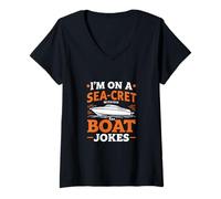 Femme I'm on A Sea-Cret Mission for Boat Blagues T-Shirt avec Col en V