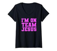 Femme Im on Team Jésus Verse de la Bible Seigneur de prière chrétienne T-Shirt avec Col en V