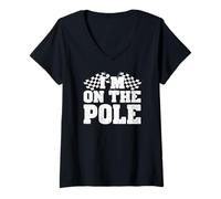 Femme I'm on The Pole Motorsport Racing Driver Meilleur Temps au Tour T-Shirt avec Col en V