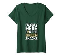 Femme I'm Only Here for The Green Snacks St Patrick Day T-Shirt avec Col en V