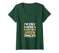 Femme I'm Only Here for The Green Snacks St Patrick Day T-Shirt avec Col en V