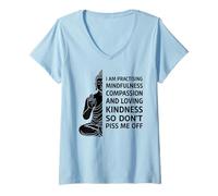 Femme I'm Practicing Compassion So Don't Piss Me Off Yoga Humor T-Shirt avec Col en V