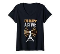 Femme I'm Radio-Active Funny Ham Radio Radio Amateur Radio T-Shirt avec Col en V
