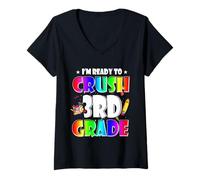 Femme I'm Ready to Crush 3rd Grade Back to School Teacher Student T-Shirt avec Col en V