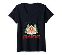 Femme I'm Silently Judging Your Christmas Tree Funny Joke T-Shirt avec Col en V