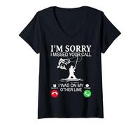 Femme I'm Sorry I Missed Your Call, I Was on My Other Fishing Line T-Shirt avec Col en V