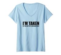 Femme I'm Taken by The Hottest Husband Ever T-Shirt avec Col en V