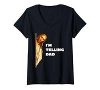 Femme I'm Telling Dad Funny Jesus Bible Citation Blague pour Homme et Femme T-Shirt avec Col en V