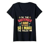 Femme I'm The Bartender So I Make The Rules Funny Bartending T-Shirt avec Col en V