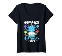 Femme I'm The Birthday Boy Kids Axolotl Bday Cute Family Matching T-Shirt avec Col en V