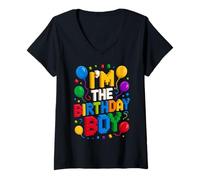 Femme I'm The Birthday Boy Master Builder Briques de Construction T-Shirt avec Col en V