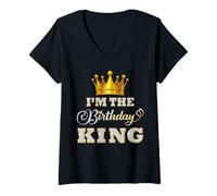 Femme I'm The Birthday King Bday Party for Him Crown Men Boys T-Shirt avec Col en V
