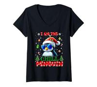Femme I'm The Chill Penguin Christmas Outfit Funny Xmas T-Shirt avec Col en V