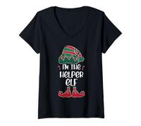 Femme I'm The Helper Elf Christmas Party Assorti T-Shirt avec Col en V