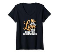 Femme I'm The Lion Who Runs This Cosmic Circus T-Shirt avec Col en V