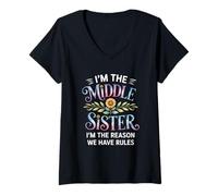 Femme I'm The Middle Sister I'm The Reason We Have Rules Funny T-Shirt avec Col en V
