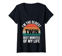 Femme I'm The Oldest Twin Best Minutes of My Life - T-Shirt avec Col en V
