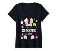 Femme I'm The Queenie Bunny Easter Party Assorti Famille T-Shirt avec Col en V