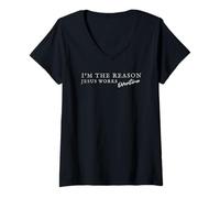 Femme I'm The Reason Jesus Works Overtime, Christian Humor T-Shirt avec Col en V